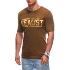 Edoti T-shirt męski z nadrukiem S1928 brązowy MDN125137 3XL
