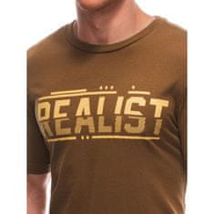 Edoti T-shirt męski z nadrukiem S1928 brązowy MDN125137 3XL