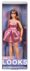 Barbie Looks Brunetka v růžových mini šatech HRM16