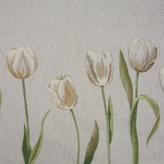 Eurofirany Dekorativní gobelínový ubrus 140x180 Eurofirany přírodní krém v tulipánech