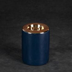 Eurofirany Dekorativní svícen AMORA1 7x10 Eurofirany navy blue gold cylindrical shiny surface