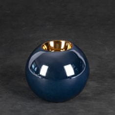 Eurofirany Dekorativní svícen AMORA1 9x8 Eurofirany navy blue gold spherical shiny surface