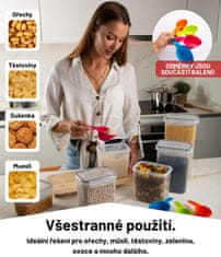 Deco Haus  Dózy na potraviny, hermetická, těsný závěr - Sada 24 kusů Opakovaně použitelné nádoby na potraviny se vzduchotěsnými víčky do kuchyně - BPA-free - černá