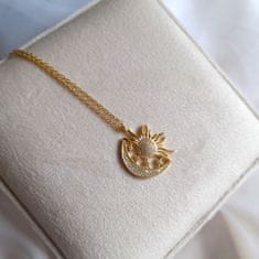 Klenoty Amber Pozlacený náhrdelník Slunce a měsíc se zirkony