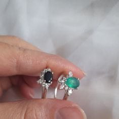 Klenoty Amber Luxusní stříbrný prsten se zeleným onyxem a topazy Bohyně Velikost: 52