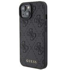 Guess Leather Stamped kryt na iPhone 15, černý