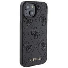 Guess Leather Stamped kryt na iPhone 15, černý
