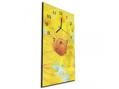 Glasdekor Nástěnné hodiny detail květ slunečnice 30x60cm - Materiál: kalené sklo