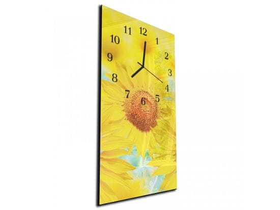 Glasdekor Nástěnné hodiny detail květ slunečnice 30x60cm