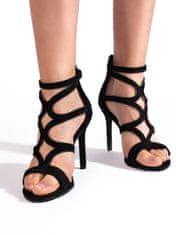 Amiatex Krásné dámské sandály černé na jehlovém podpatku, černé, 37