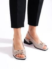 Amiatex Krásné dámské hnědé lodičky na plochém podpatku + Ponožky Gatta Calzino Strech, odstíny hnědé a béžové, 36