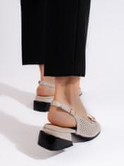 Amiatex Krásné dámské hnědé lodičky na plochém podpatku + Ponožky Gatta Calzino Strech, odstíny hnědé a béžové, 36