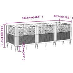 Vidaxl Zahradní truhlík s kolíky hnědý 123,5 x 43,5 x 43,5 cm PP