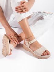 Amiatex Jedinečné dámské hnědé sandály platforma, odstíny hnědé a béžové, 41