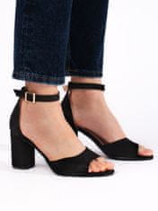 Amiatex Krásné černé dámské sandály na širokém podpatku, černé, 41