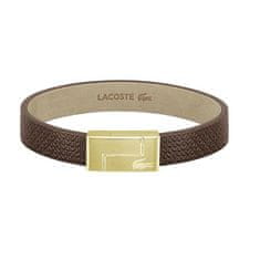 Lacoste Hnědý kožený náramek Monogram Leather 2040187 (Délka 17,5 cm)