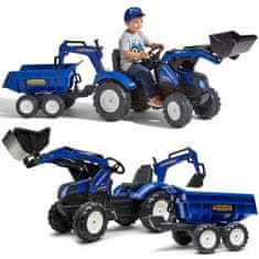 LEBULA Šlapací traktor FALK New Holland modrý s přívěsem od 3 let