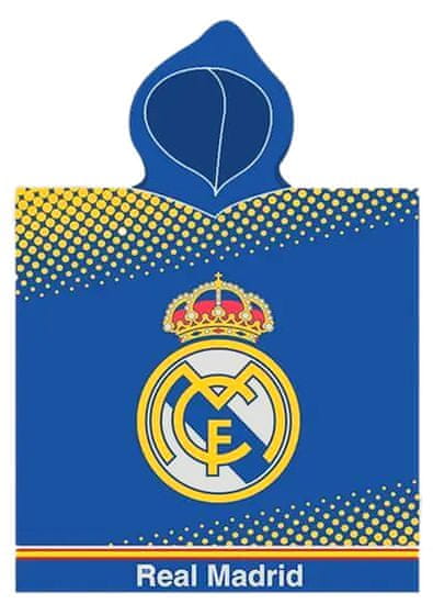 FotbalFans Pončo Real Madrid FC s kapucí, modro-zlaté, 55x110 cm