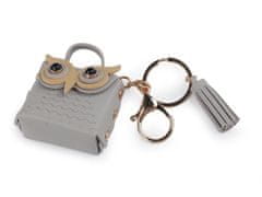 Kraftika 1ks šedá přívěsek minikabelka na batoh / klíče sova