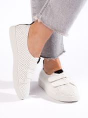 Amiatex Zajímavé dámské tenisky bílé bez podpatku + Ponožky Gatta Calzino Strech, bílé, 37