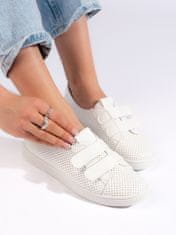 Amiatex Komfortní tenisky dámské bílé bez podpatku + Ponožky Gatta Calzino Strech, bílé, 38