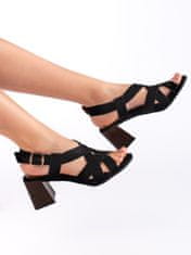Amiatex Komfortní sandály dámské černé na širokém podpatku, černé, 40