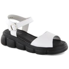 Vinceza Dámské kožené sandály bílé 7884 velikost 40