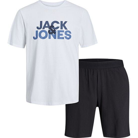 Jack&Jones Pánské pyžamo JACULA Standard Fit 12255000 White/Shorts Bia