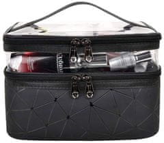 Camerazar Velká vodotěsná závěsná kosmetická taška, černá průhledná, PVC+TPU, 16x23x17 cm