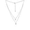 Dvojitý stříbrný náhrdelník s přívěsky srdce s Brilliance Zirconia MSS165N