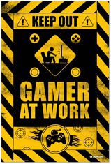 CurePink Plakát Gameration: Gamer At Work (61 x 91,5 cm)