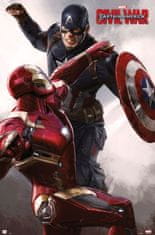 CurePink Plakát Marvel: Captain America vs.Iron Man (61 x 91,5 cm) 150 g