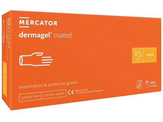 MERCATOR MEDICAL DERMAGEL COATED - Latexové nepudrované rukavice bílé, vnitřní vrstva polymer, 100 ks, R-003