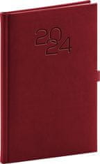Grooters Týdenní diář Vivella Classic 2024, vínový, 15 × 21 cm