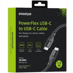 Innostyle Innostyle Powerflex Usb-C Rychlonabíjecí Kabel Pro Iphone Samsung 3A 60W Kevlar 2M Černý