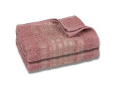 sarcia.eu Růžový bavlněný ručník se zlatou výšivkou, osuška 48x100 cm 2
