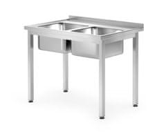 Hendi Stůl s dvojitým umyvadlem , bez police - přišroubovaný, HENDI 1000x700x(H)850mm - 812952