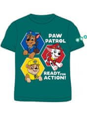 E plus M Chlapecké bavlněné tričko s krátkým rukávem Tlapková patrola - zelené