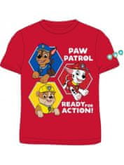 E plus M Chlapecké bavlněné tričko s krátkým rukávem Tlapková patrola - červené