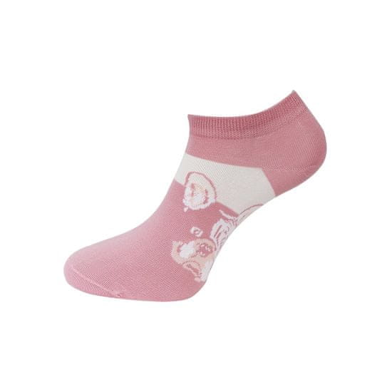 Dámské kotníkové ponožky ND9815 s buldočkem - růžové barvy 9001624 Velikost ponožek: 38-41