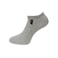 Dámské kotníkové ponožky NDX8093 kočka se srdíčkem - šedé barvy 9001625 Velikost ponožek: 35-38