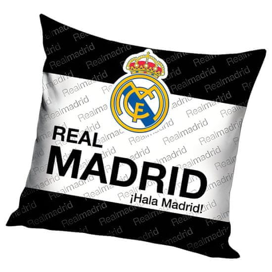FotbalFans Polštářek Real Madrid FC, bílo-černý, 40x40 cm