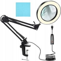 Izoksis 23893 Multifunkční lampa s lupou 32 LED, USB, černá