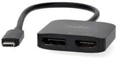 Nedis adaptér USB-C - Displayport/HDMI, 0.2m, černá
