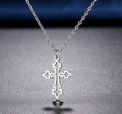 Camerazar Elegantní náhrdelník s křížem, stříbrný, z chirurgické oceli 316L, délka 45 cm