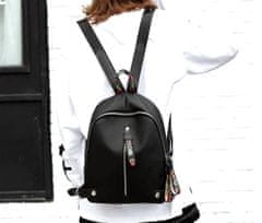 Camerazar Dámský batoh v retro stylu, černý, 100% bavlna a ekokoža, 30x25 cm