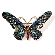 Camerazar Elegantní Brož Motýl s Barevnými Zirkony, Bižuterní Slitina, 7.8 cm * 4 cm