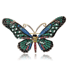 Camerazar Elegantní Brož Motýl s Barevnými Zirkony, Bižuterní Slitina, 7.8 cm * 4 cm
