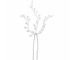 Camerazar Svatební Spona do Vlasů s Květinou a Perlami, Bílá, 13 cm