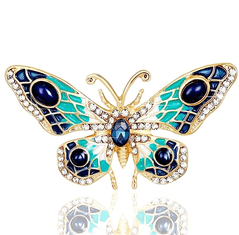 Camerazar Retro brož s motýlem zdobená zirkony, barevná, bižuterní slitina, 5x2,6 cm